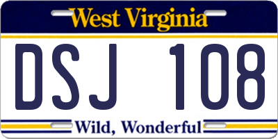 WV license plate DSJ108