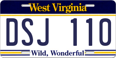 WV license plate DSJ110