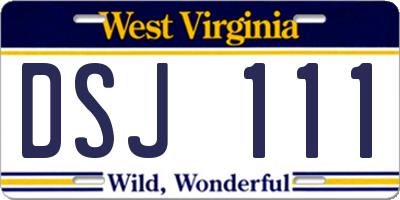 WV license plate DSJ111