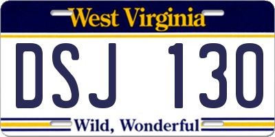 WV license plate DSJ130