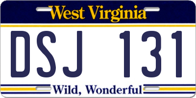 WV license plate DSJ131