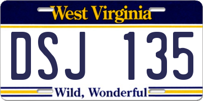 WV license plate DSJ135