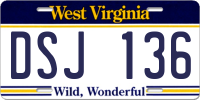 WV license plate DSJ136