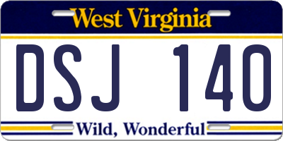 WV license plate DSJ140