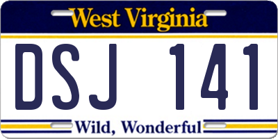 WV license plate DSJ141