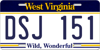 WV license plate DSJ151