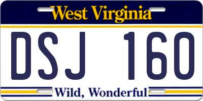 WV license plate DSJ160