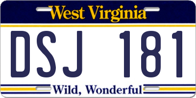 WV license plate DSJ181