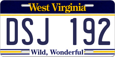 WV license plate DSJ192