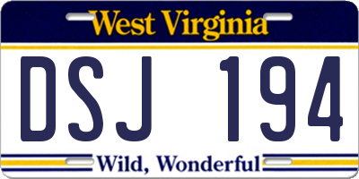 WV license plate DSJ194