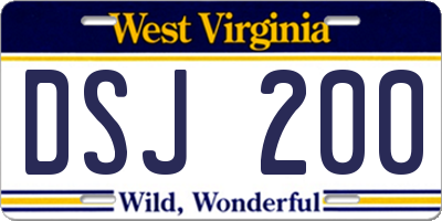 WV license plate DSJ200