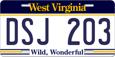 WV license plate DSJ203