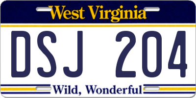 WV license plate DSJ204