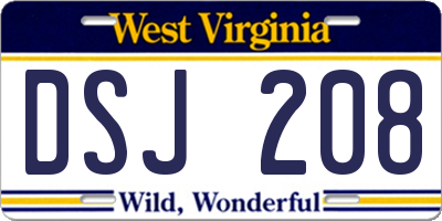 WV license plate DSJ208