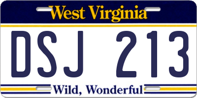 WV license plate DSJ213