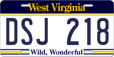 WV license plate DSJ218