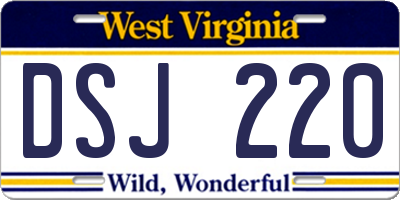 WV license plate DSJ220