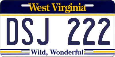 WV license plate DSJ222