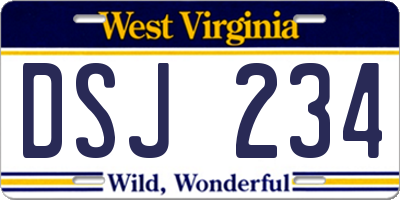 WV license plate DSJ234