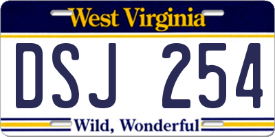 WV license plate DSJ254