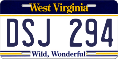 WV license plate DSJ294