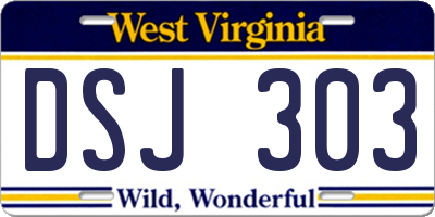 WV license plate DSJ303