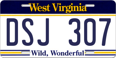 WV license plate DSJ307