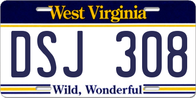WV license plate DSJ308