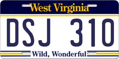 WV license plate DSJ310