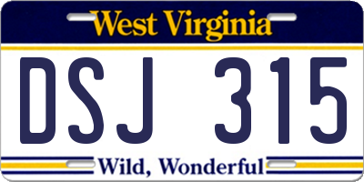 WV license plate DSJ315