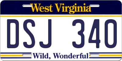 WV license plate DSJ340