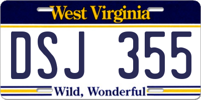 WV license plate DSJ355