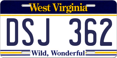 WV license plate DSJ362