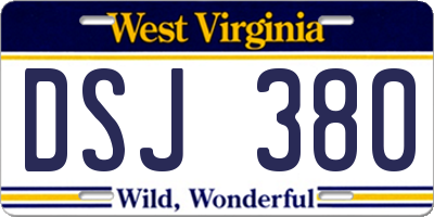 WV license plate DSJ380