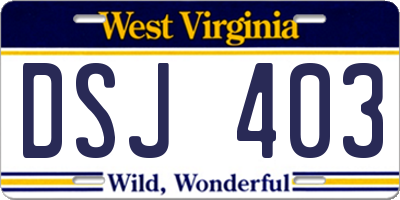 WV license plate DSJ403