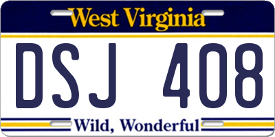 WV license plate DSJ408