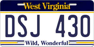 WV license plate DSJ430