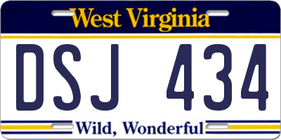 WV license plate DSJ434