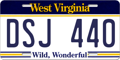 WV license plate DSJ440