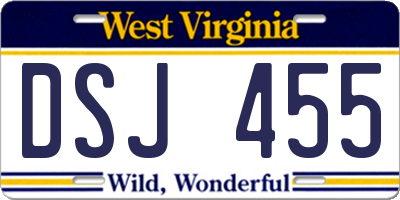WV license plate DSJ455