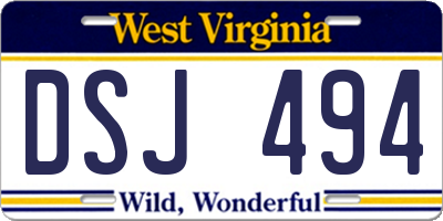 WV license plate DSJ494
