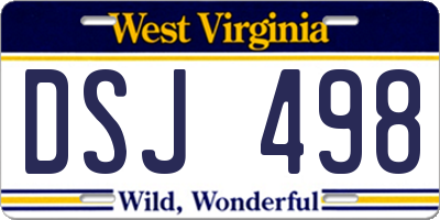 WV license plate DSJ498