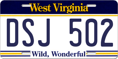 WV license plate DSJ502