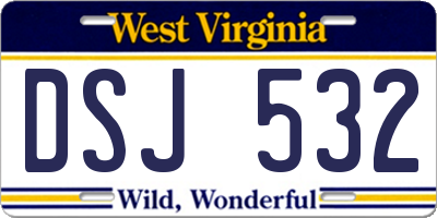 WV license plate DSJ532