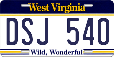 WV license plate DSJ540