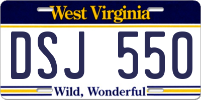 WV license plate DSJ550
