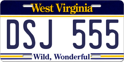 WV license plate DSJ555