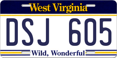 WV license plate DSJ605