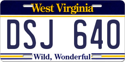 WV license plate DSJ640