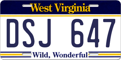 WV license plate DSJ647